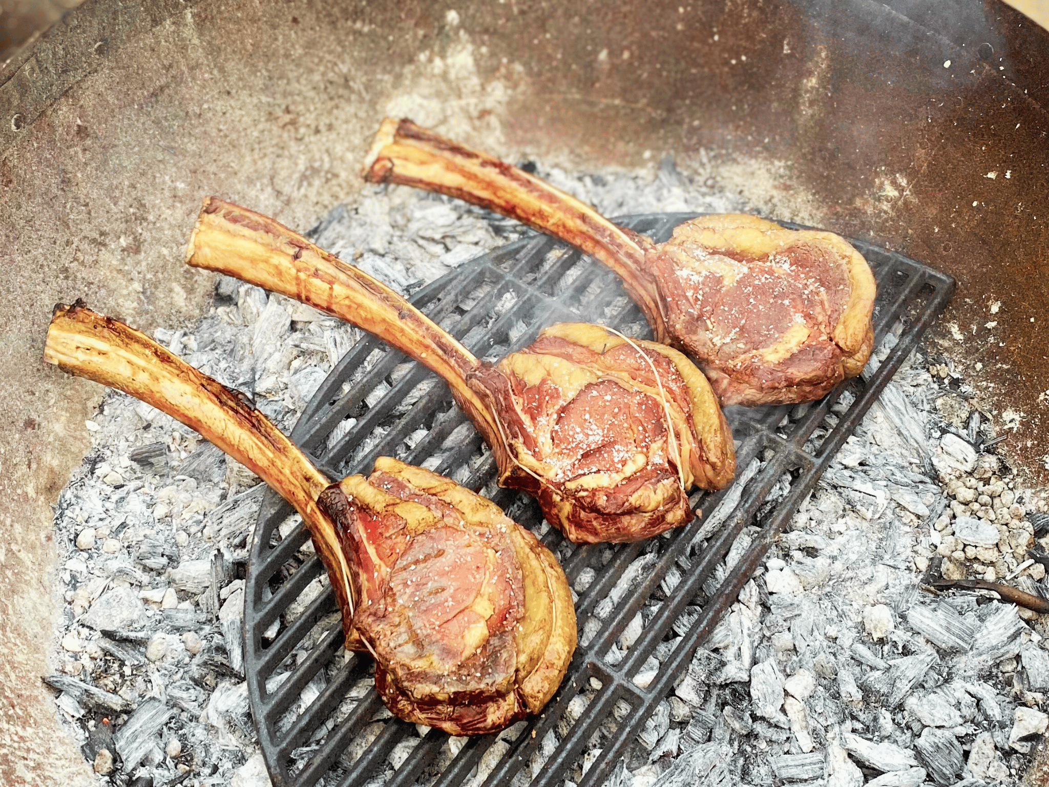 Fire Pit Tomahawk Steaks